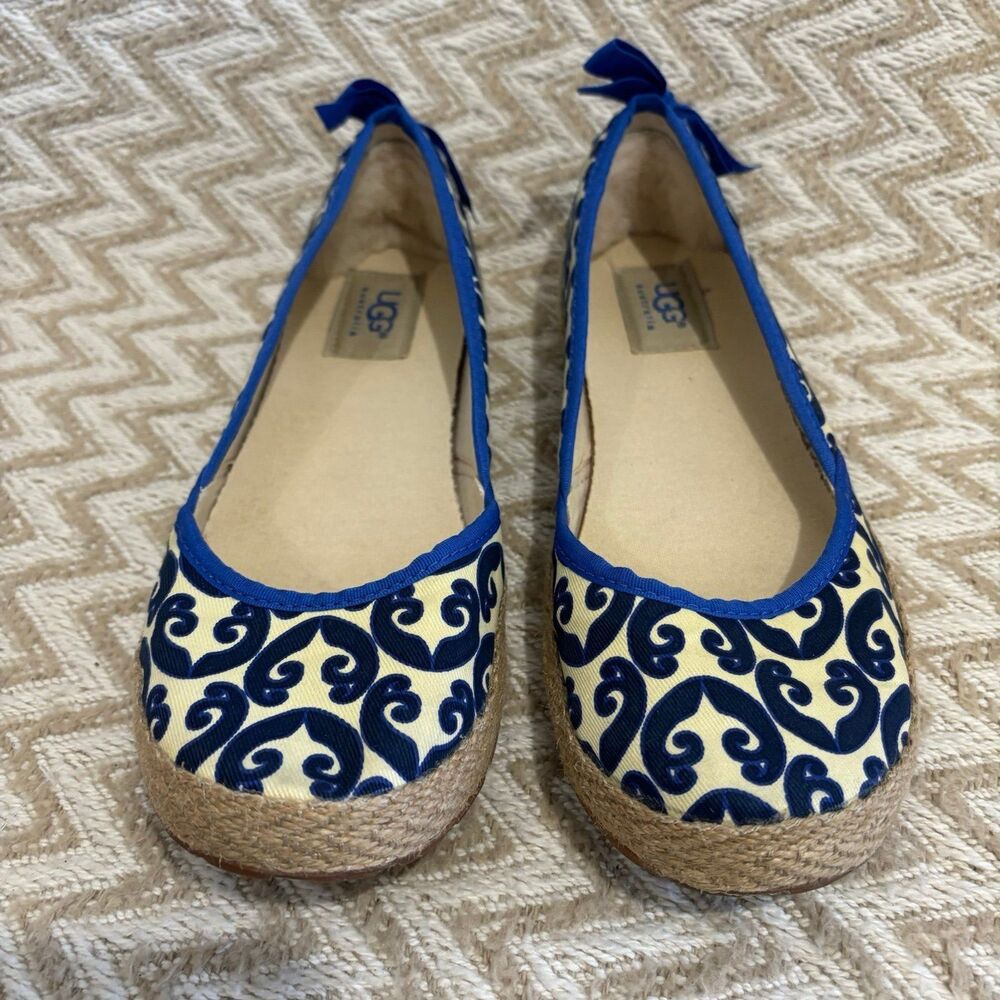 UGG Australia Women's Indah Marrakech Slip On Espadrille Yellow Blue Size 6.5 - Picture 3 of 8